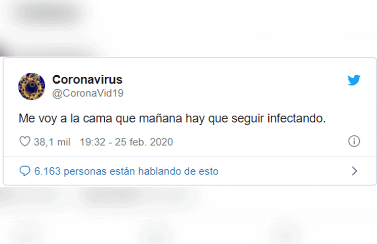 El coronavirus tiene cuenta de Twitter y se hizo viral Estoy cerrando gira mundial