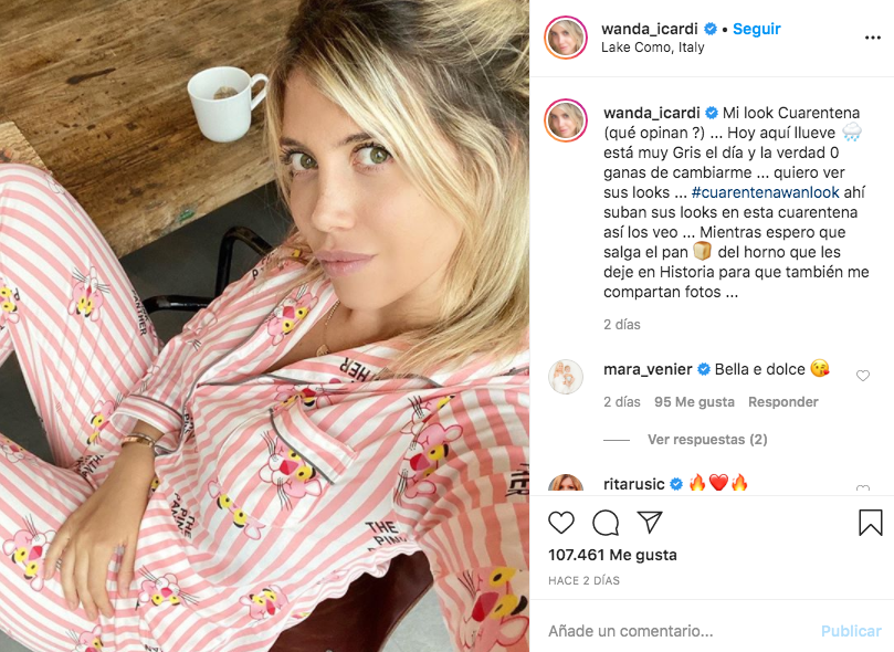 La insólita producción de Wanda Nara: con pijama en una verdulería