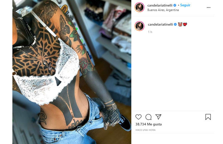 Cande Tinelli presumió sus tatuajes con una foto (en primer plano) de alto  voltaje | La 100