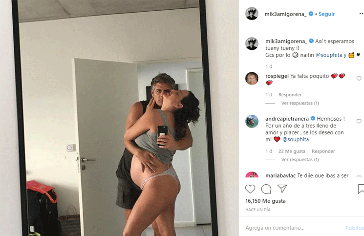 Así te esperamos Mike Amigorena subió una foto con su novia embarazada