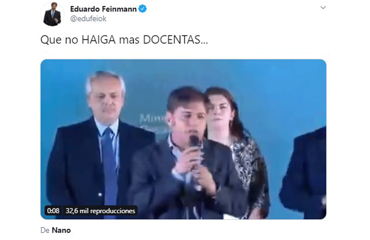 El tweet de Eduardo Feinmann contra Axel Kicillof