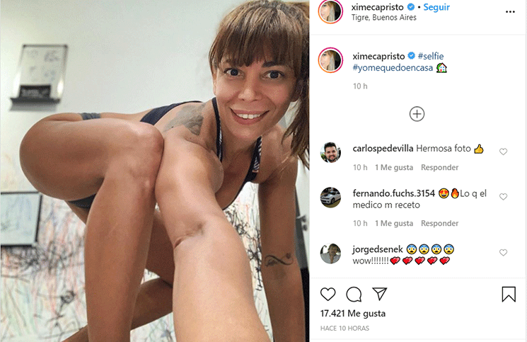 Ximena Capristo compartió una pose sexy pero la pared de atrás también llamó la atención