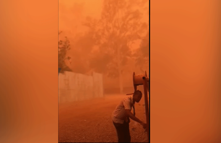 Las aterradoras imágenes de la tormenta de arena que tiñó el cielo de rojo
