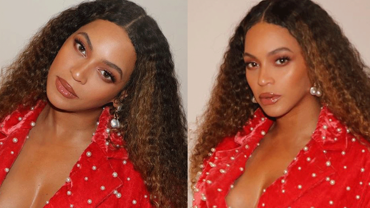 Escote profundo, botas y perlas: el look "rojo pasión" más sensual de Beyoncé