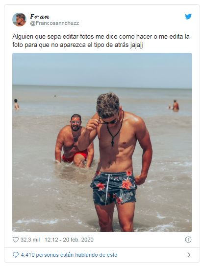 Le tomaron su mejor foto en la playa pero pidió que le borren al "tipo de atrás" y recibió una ola de memes