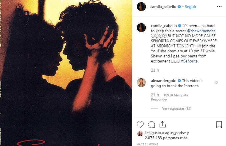 Camila publicó esta imagen tres días antes de publicar el video oficial de "Señortia"