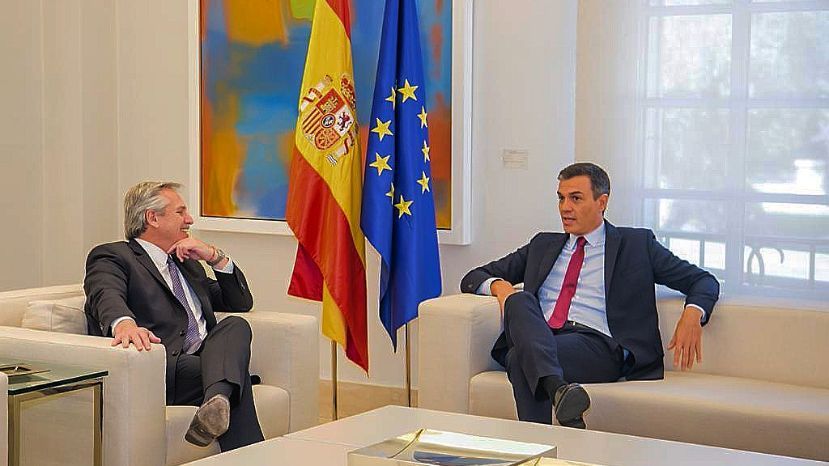 En su gira por España, Alberto Fernández se reunió con el presidente Pedro Sánchez