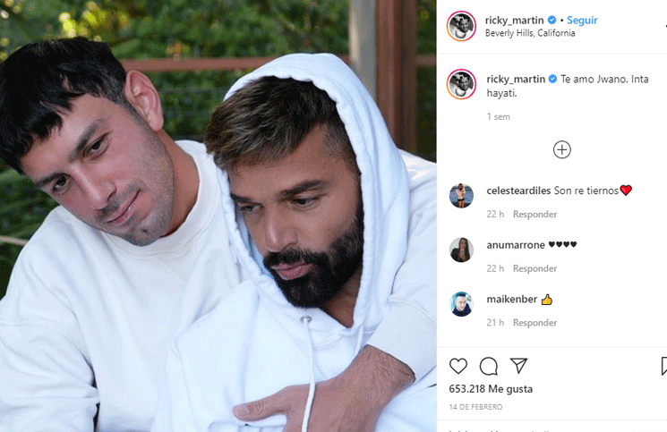 Ricky Martin y su esposo demuestran su amor en las redes sociales