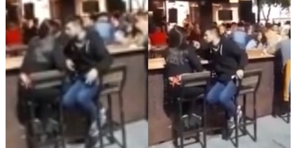 Maltrató a su novia en pleno bar y un cliente grabó todo en un video