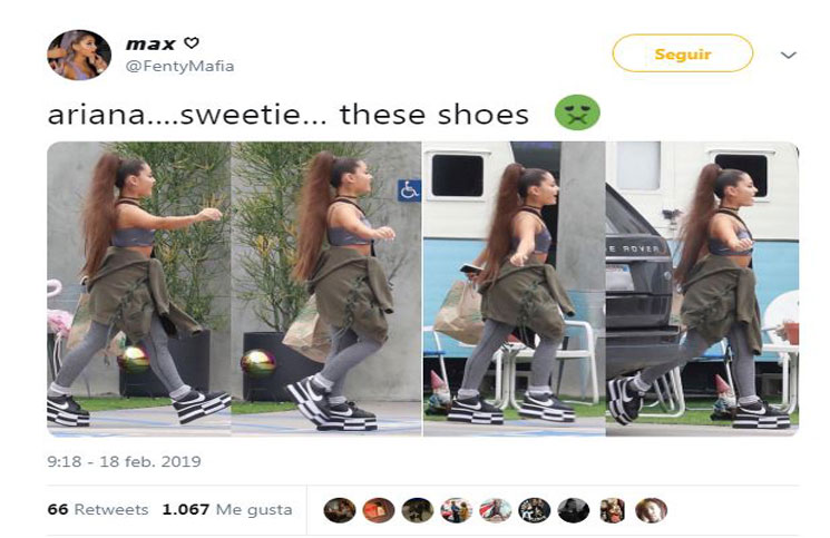 cruzar Énfasis profundo Ariana Grande usó unas feas (pero muy!) zapatillas y fueron furor en las  redes | La 100