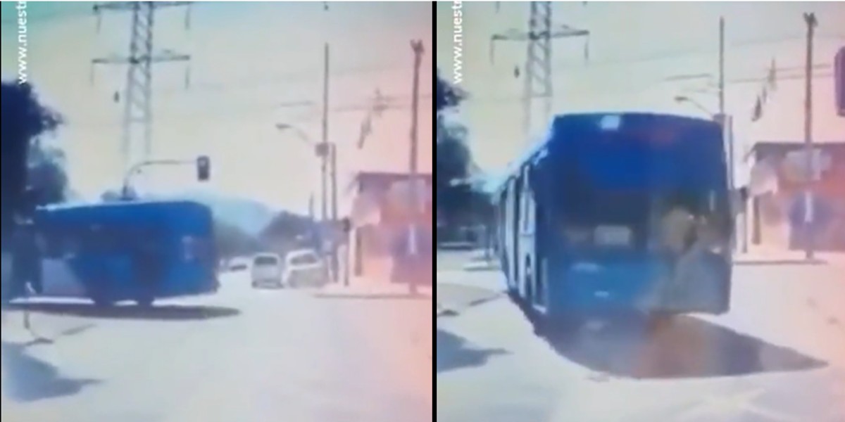 Video: una mujer se cayó por la ventana de un colectivo en una curva y sobrevivió de milagro
