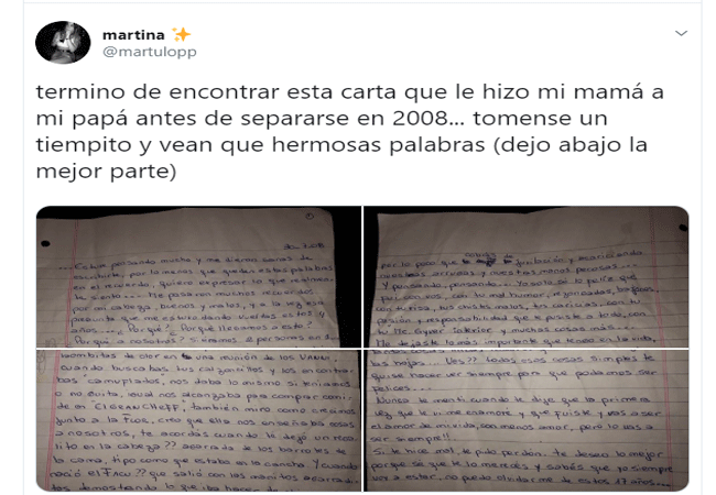 La carta de una mujer a su esposo antes de separarse que emocionó a todos |  Mia FM