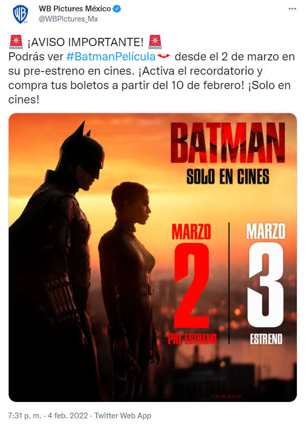 'The Batman' tendrá estreno anticipado en México