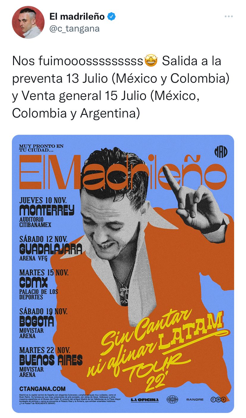 Cuándo son los conciertos de C. Tangana en México?