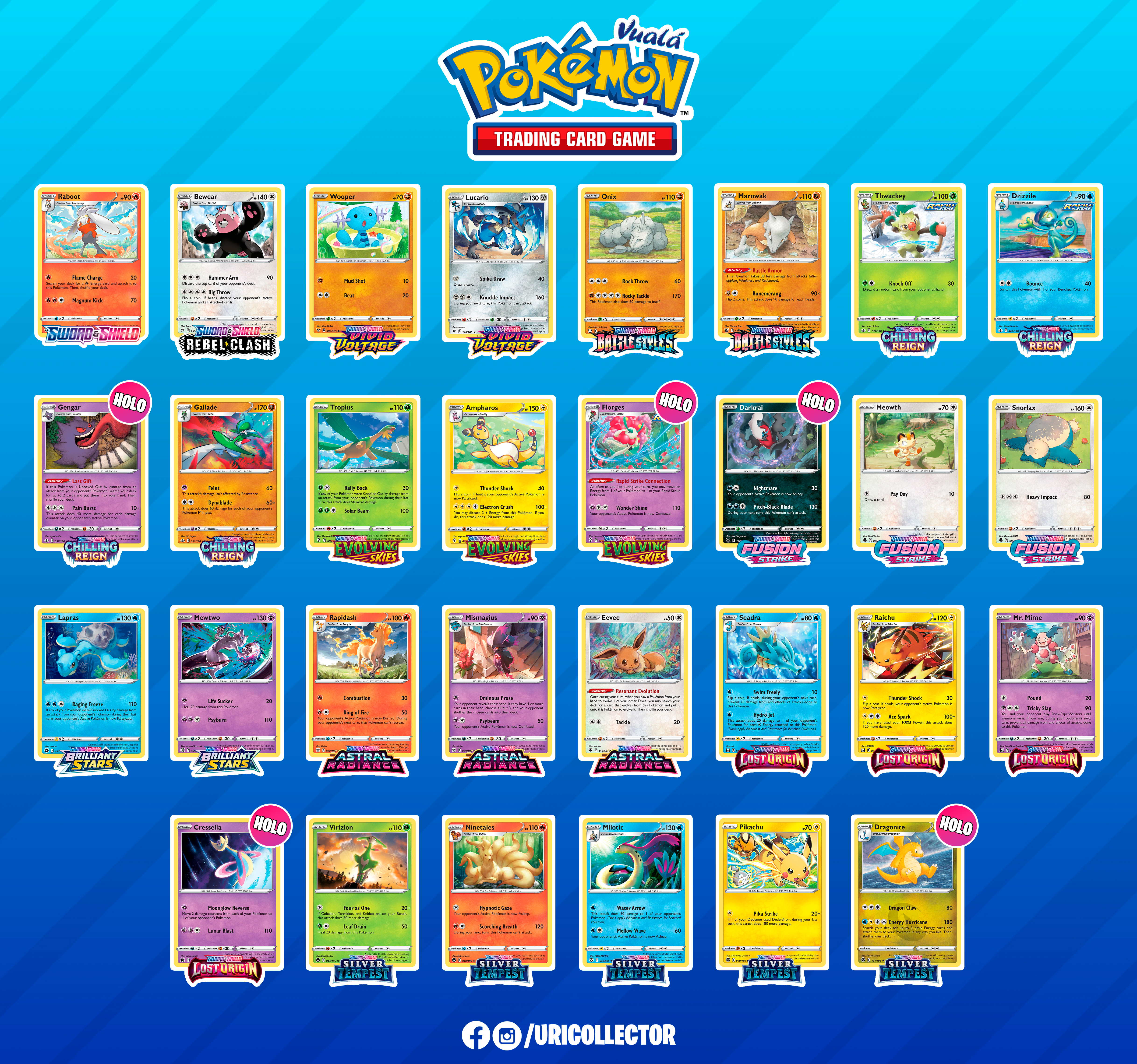 Coleccion Completa 30 Cartas Pokémon Vuala Sorpresa 
