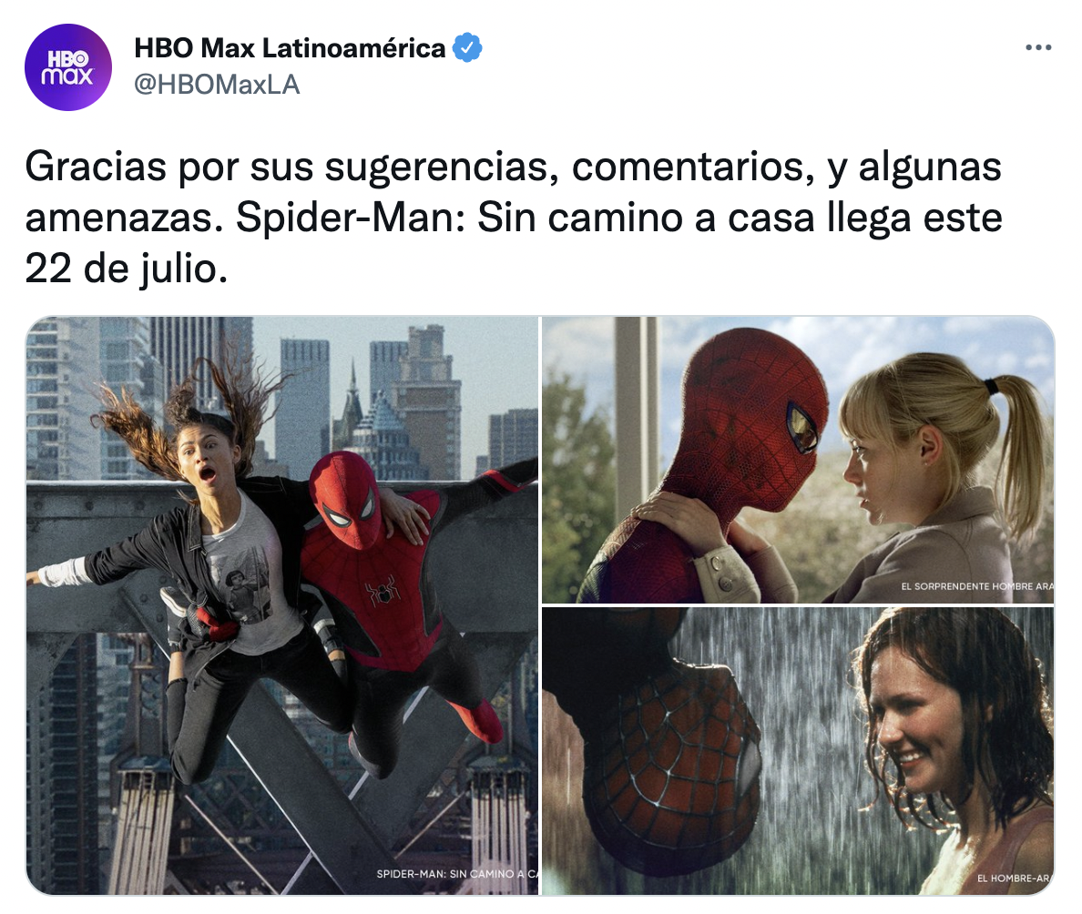 Spider-Man: No Way Home' ya tiene fecha de estreno en HBO Max