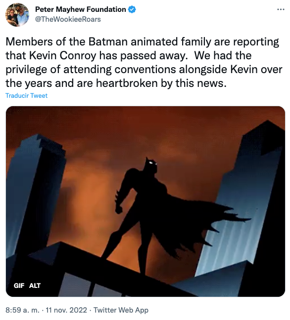 Fallece Kevin Conroy, actor de voz que interpretó a Batman en los juegos  Arkham y en la serie animada