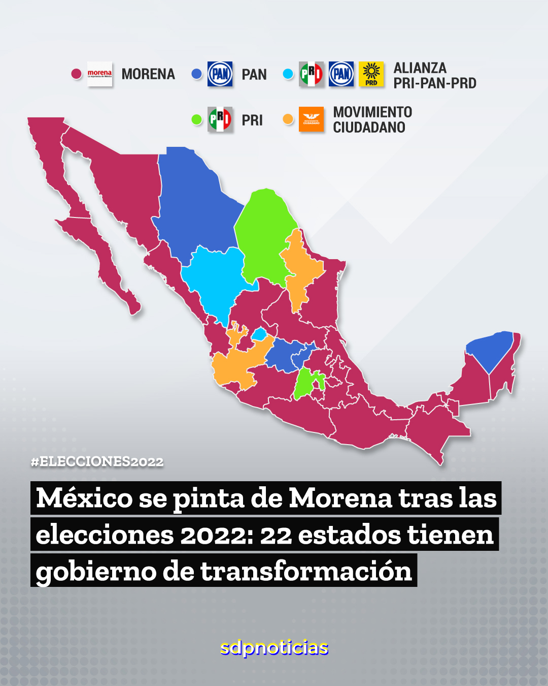 Elecciones 2022 México: Cómo quedó el mapa político del país por partidos;  Morena gobernará 22 estados