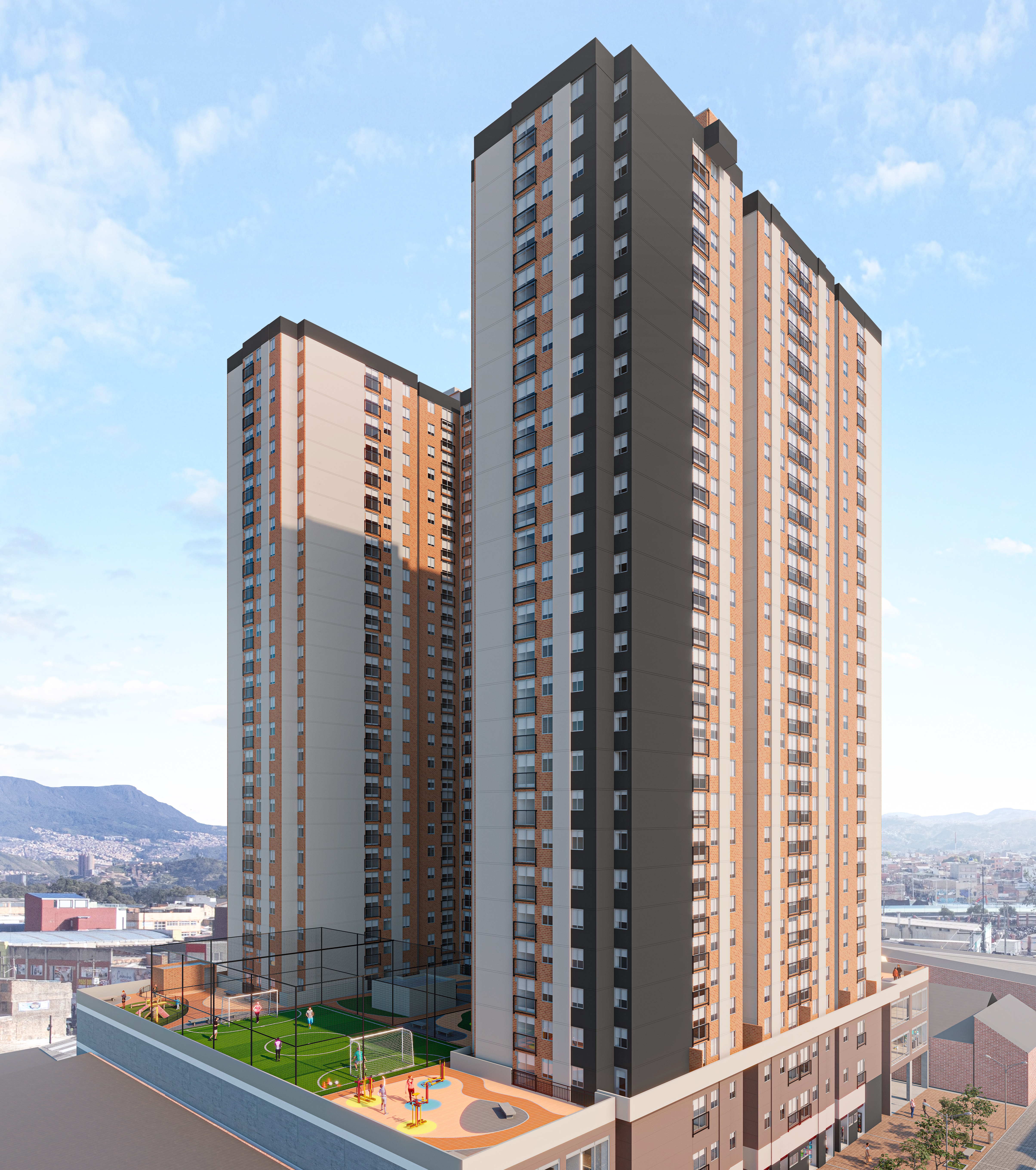 Maui 68 está compuesto por tres torres de 29 pisos (el proyecto más alto de la zona), con gran iluminación y terrazas transitables.