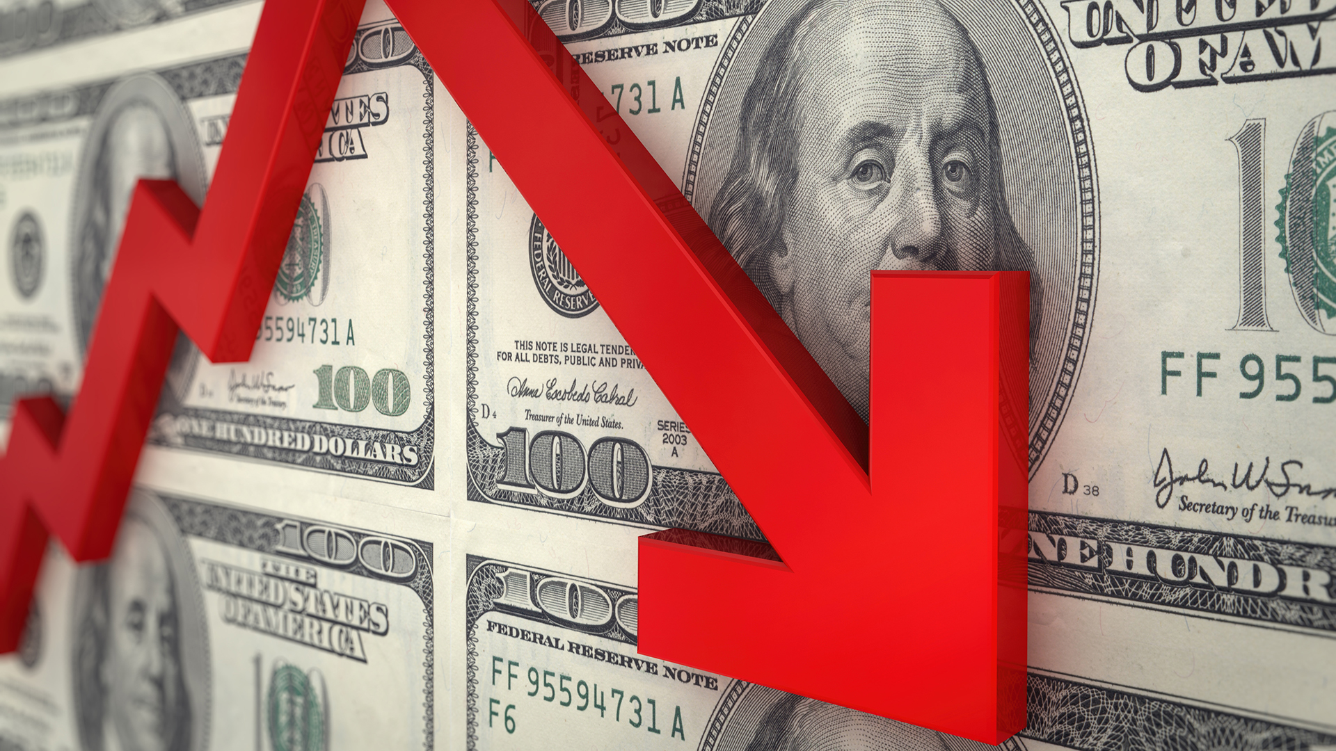 Gráfico de caída de recesión de crisis financiera mercado de valores dólar