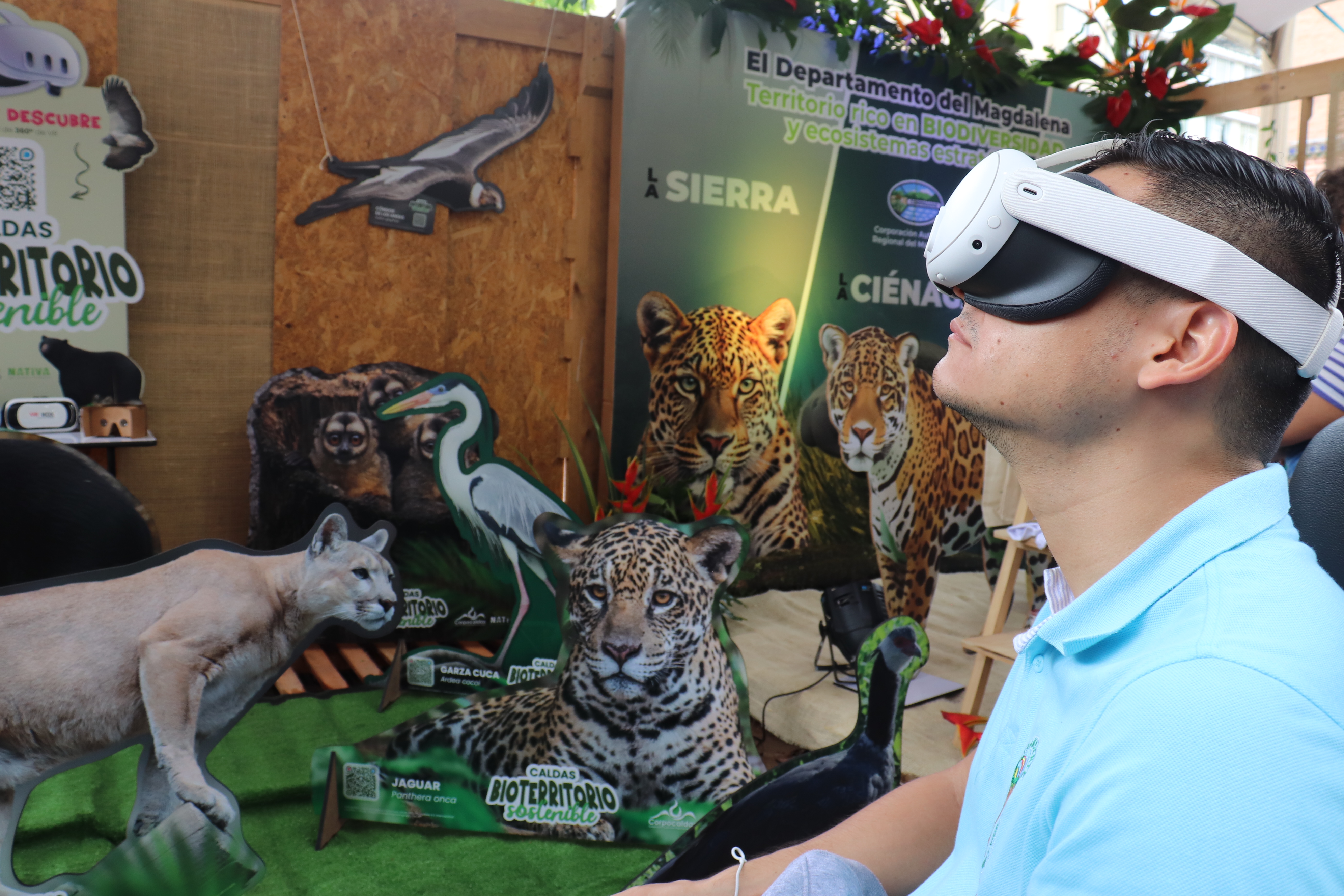 cop16 inmersión en realidad virtual por los ecosistemas de Caldas como el bosque tropical andino. A través de la realidad aumentada se pueden conocer los animales de los diferentes ecosistemas.