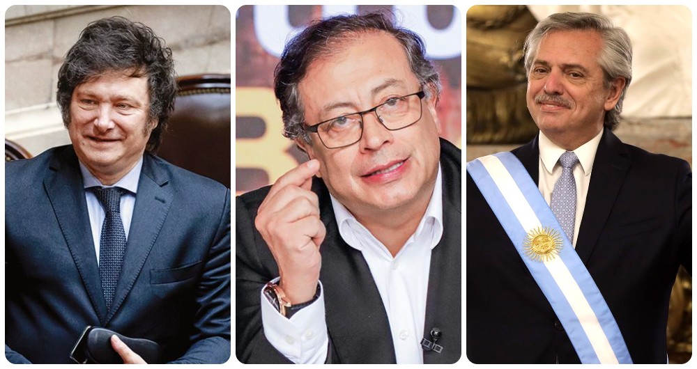 Javier Milei, Gustavo Petro y Alberto Fernández