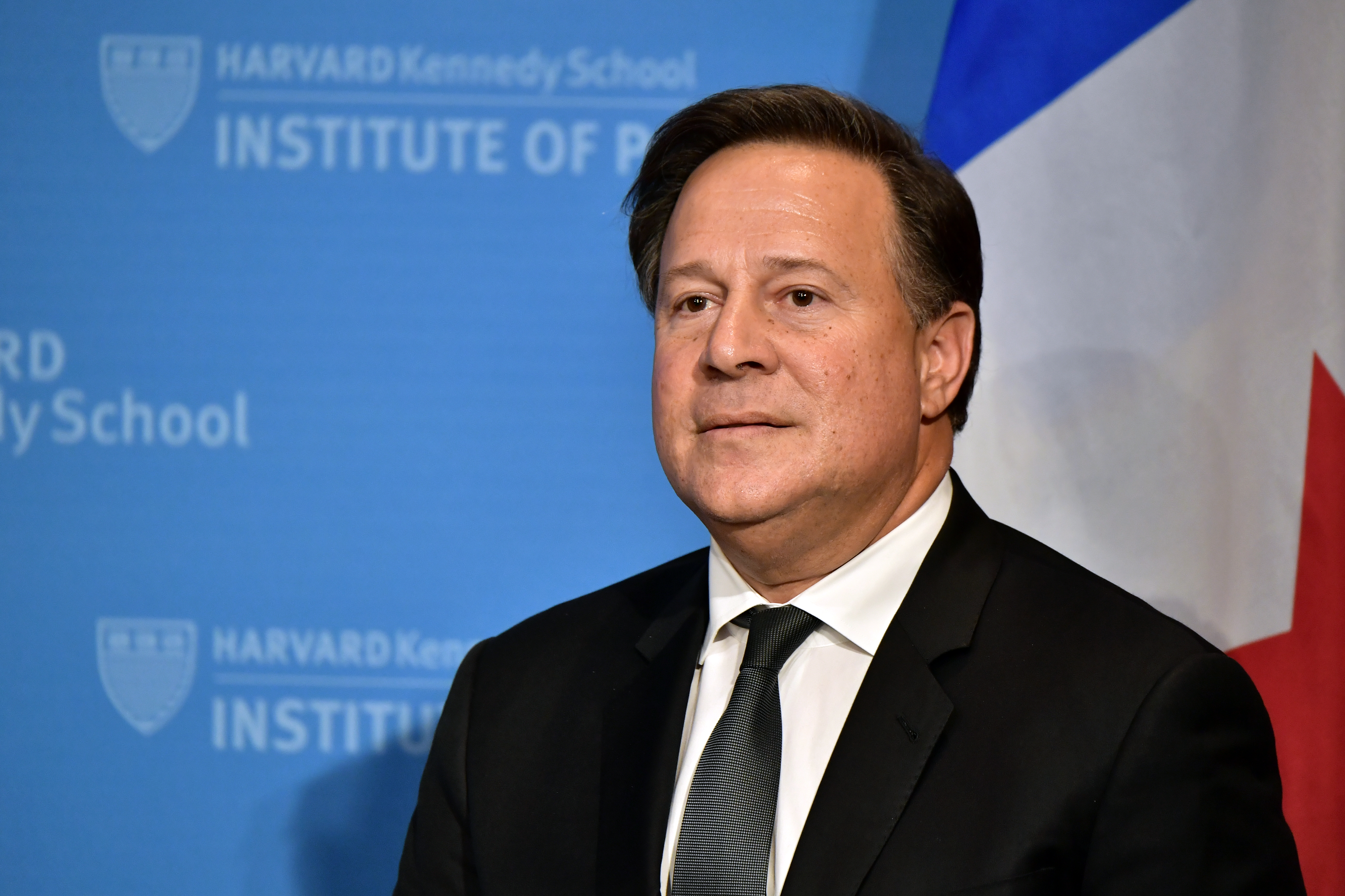 CAMBRIDGE, MA - SEPTEMBER 27:  Panama President Juan Carlos Varela Rodriguez speaks at Harvard University John F. Kennedy School of Government Institute of Politics  about 'Panama Case: The Transformation of Public Life and Politics'  moderated by Brian Farrell, on September 27, 2018 in Cambridge, Massachusetts.  (Photo by Paul Marotta/Getty Images)