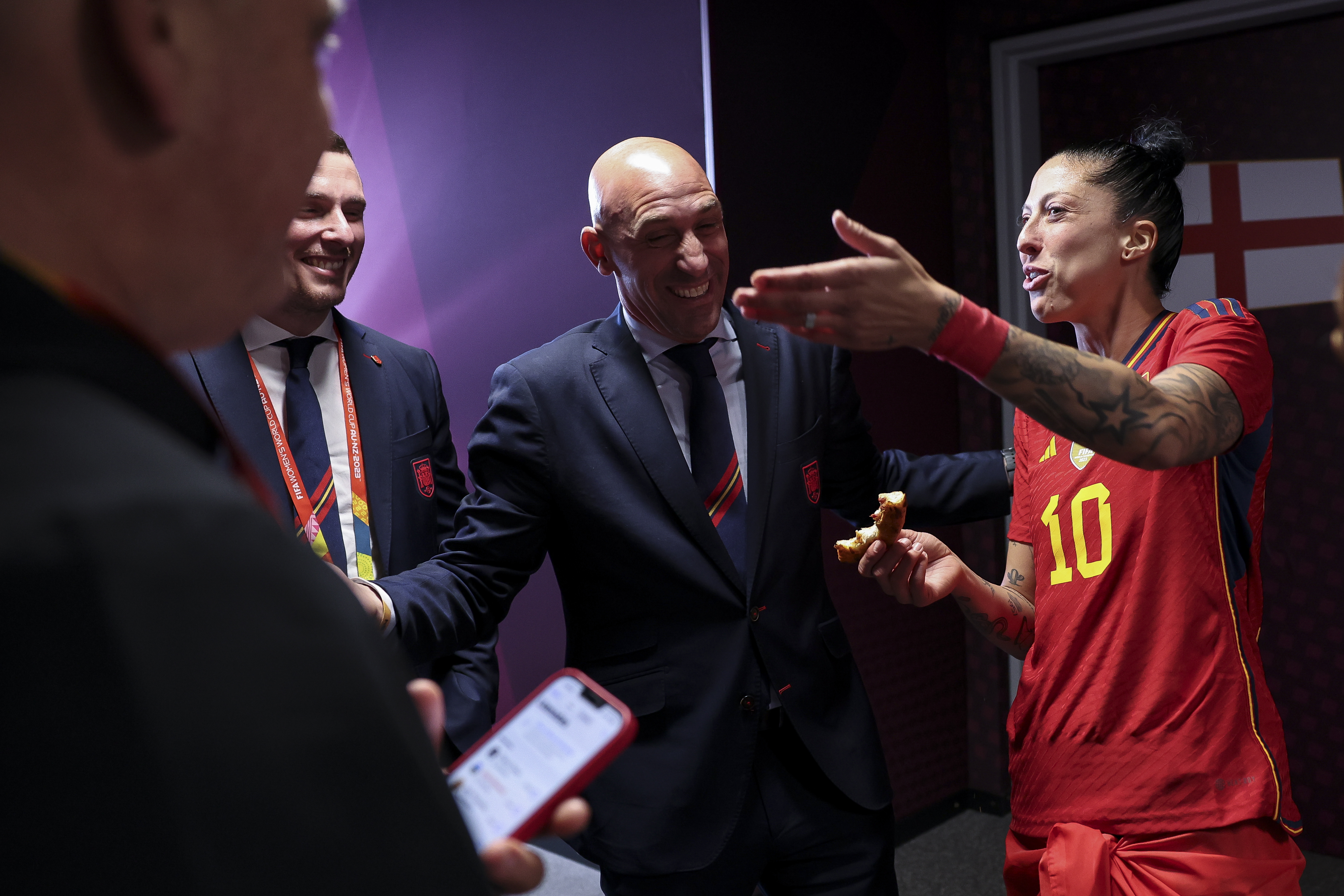 Luis Rubiales y Jennifer Hermoso en la celebración.