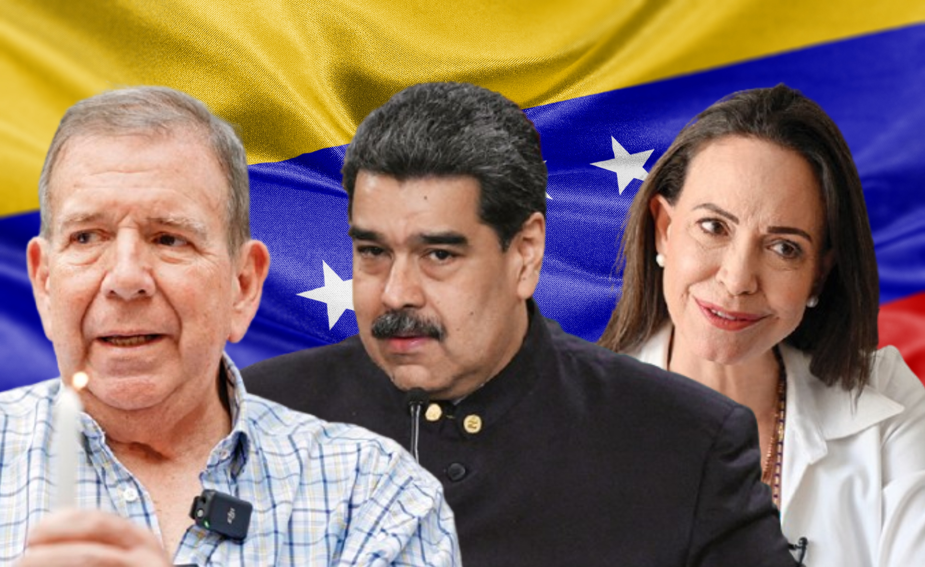 Edmundo González, Nicolás Maduro y María Corina Machado.