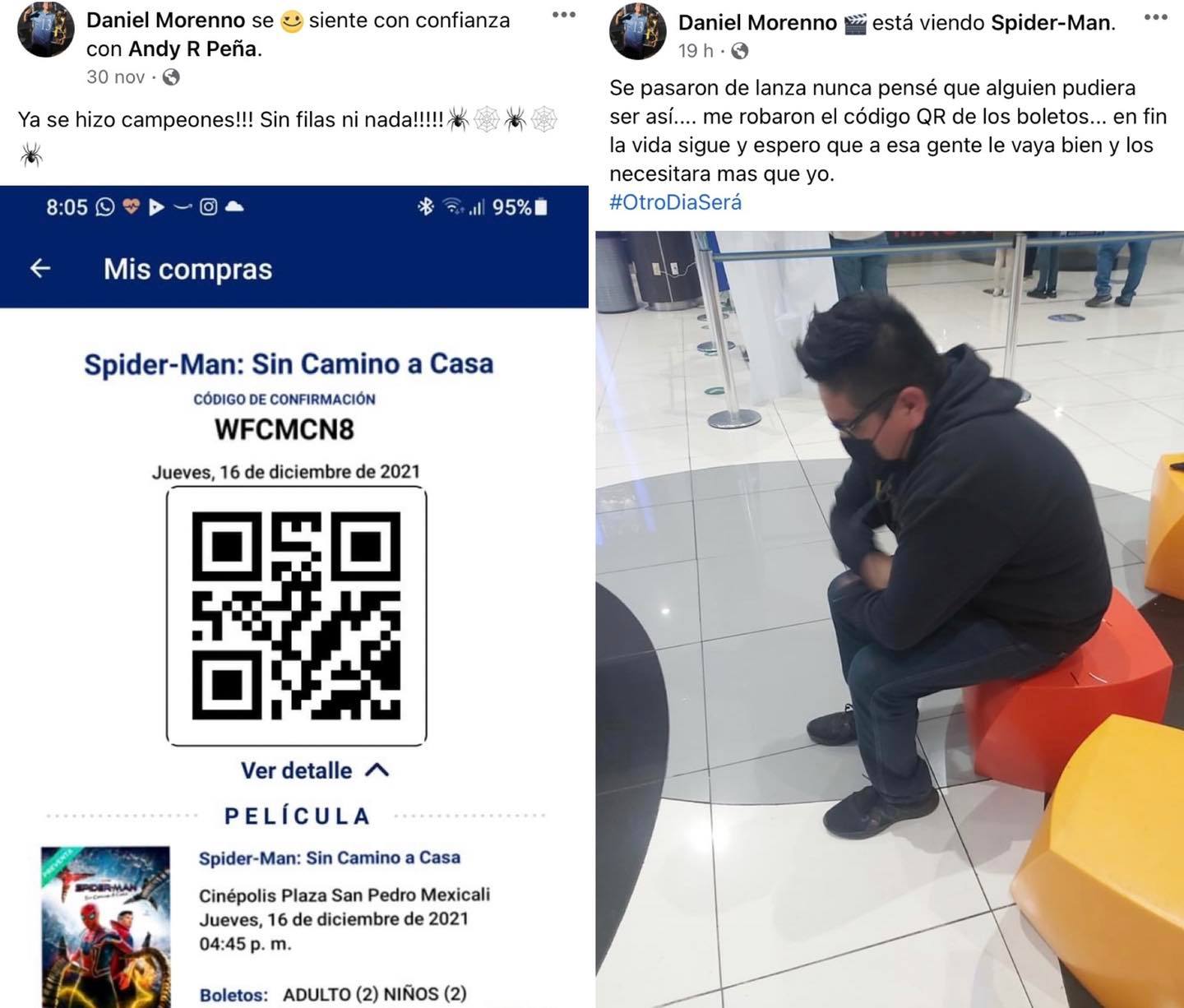 Plop! Publicó en Facebook el código QR de sus boletas para 'Spiderman' y se  las robaron