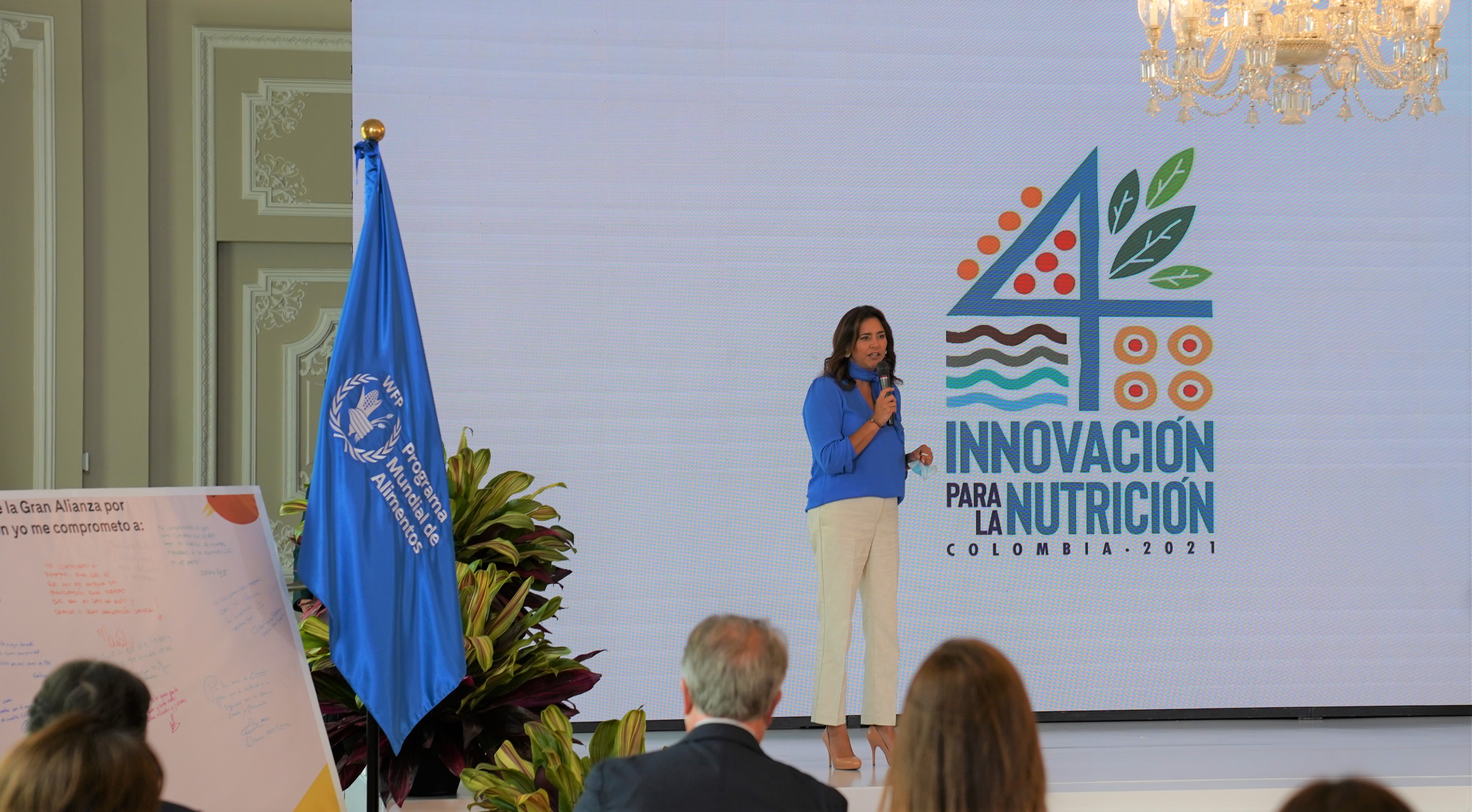 La Primera Dama de la Nación, María Juliana Ruiz, durante el lanzamiento de I4N en febrero de este año.