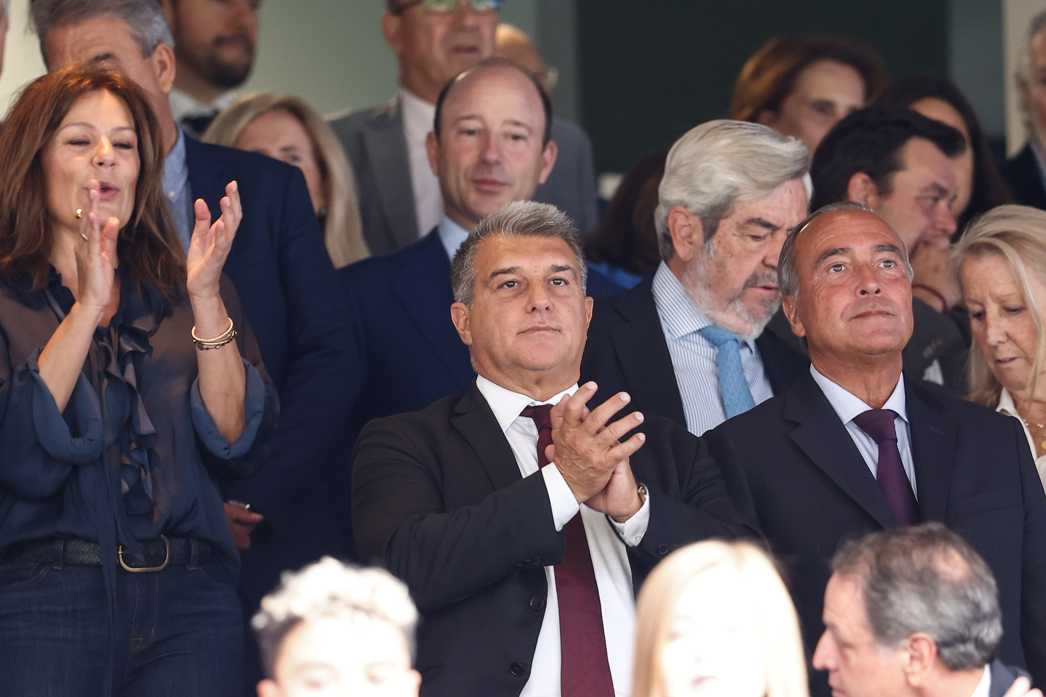 Joan Laporta estuvo en el palco presidencial al lado de Florentino Pérez