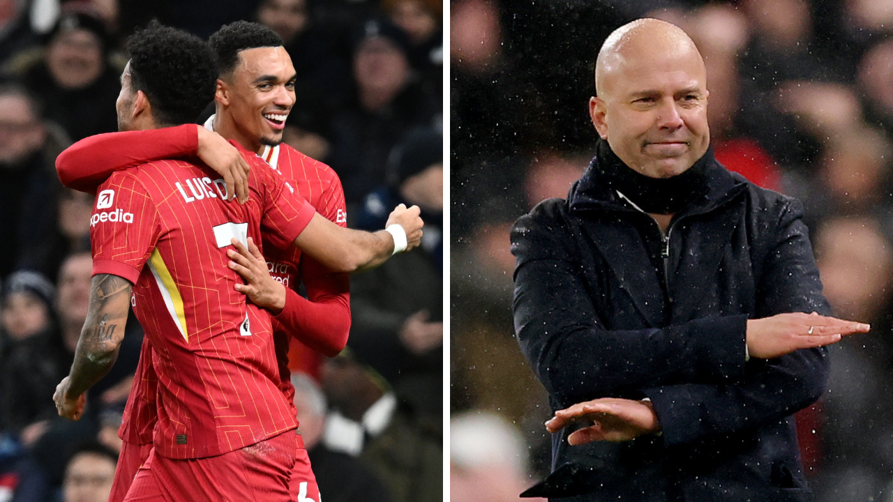 Luis Díaz, Arnold y Arne Slot en Liverpool