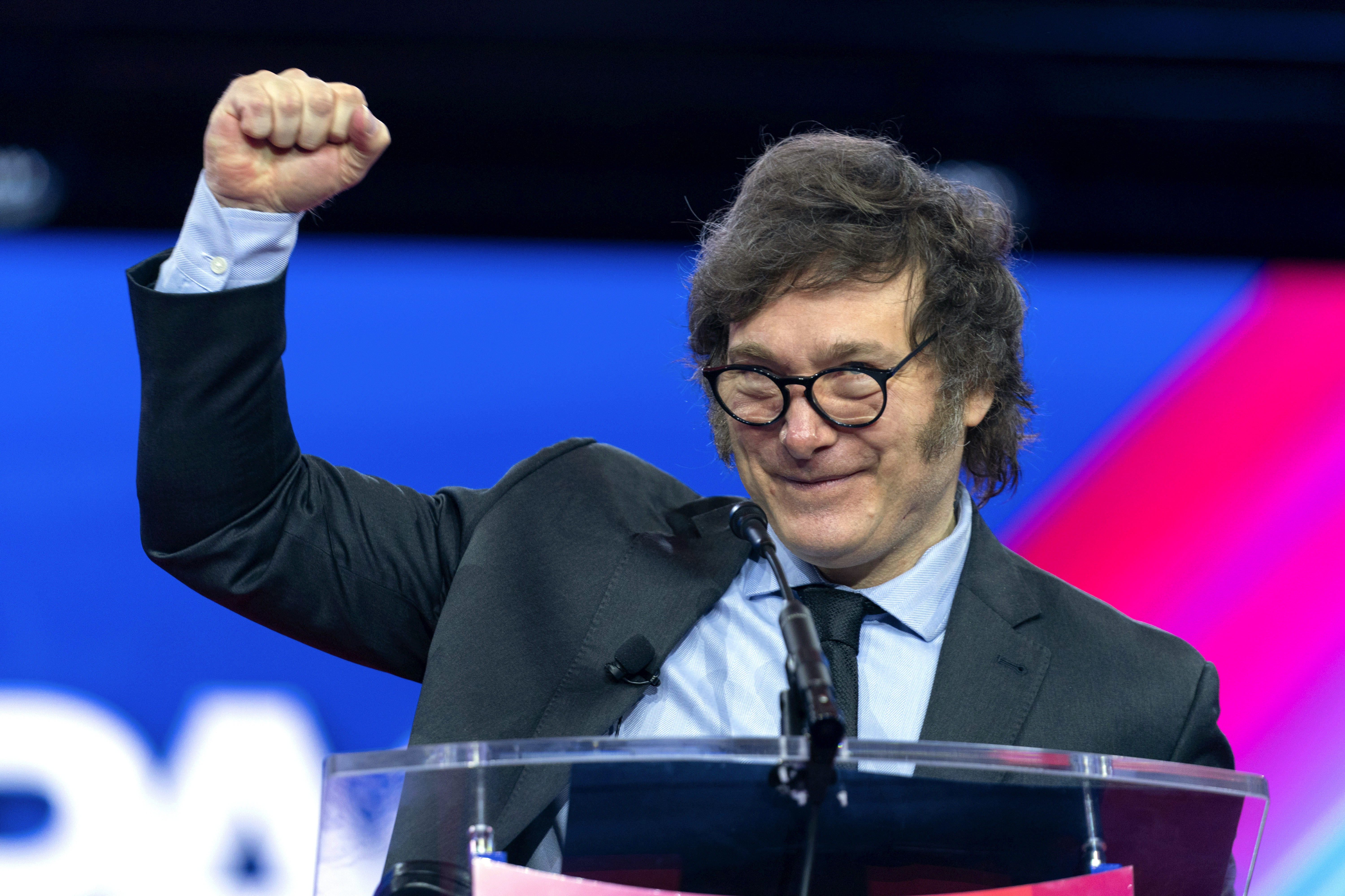 El presidente de Argentina, Javier Milei, habla durante la Conferencia de Acción Política Conservadora, CPAC 2024, en National Harbor, en Oxon Hill, Maryland, el sábado 24 de febrero de 2024.