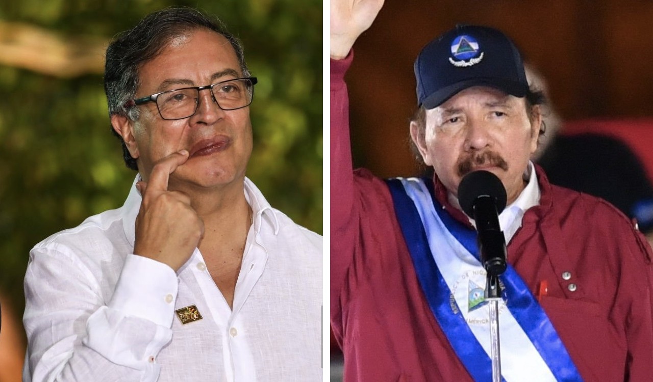 El presidente de Colombia, Gustavo Petro (I) y el presidente de Nicaragua, Nicolás Ortega.