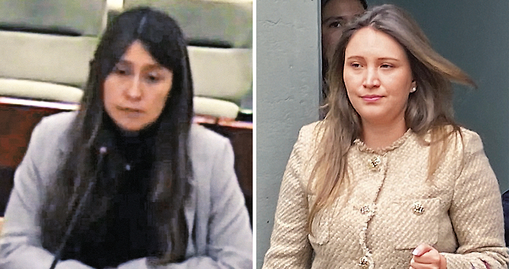 Andrea Ramírez (a la izquierda) en su testimonio ante la Corte Suprema de Justicia. Allí habló de una USB que compartía con María Alejandra Benavides (derecha), con información de congresistas y obras.