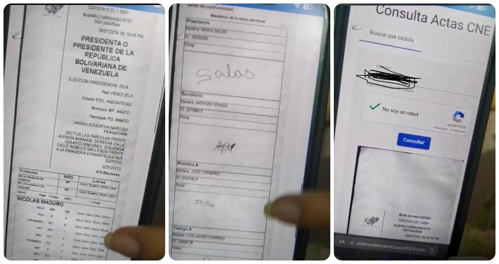 Estos son algunos pantallazos del video que divulgó el venezolano y que prueban cómo su número de cédula lo cataloga como un votante de Nicolás Maduro, pese a que no salió de su casa.