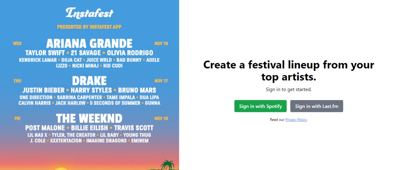 Así podrás crear tu propio line up usando tu cuenta de Spotify.