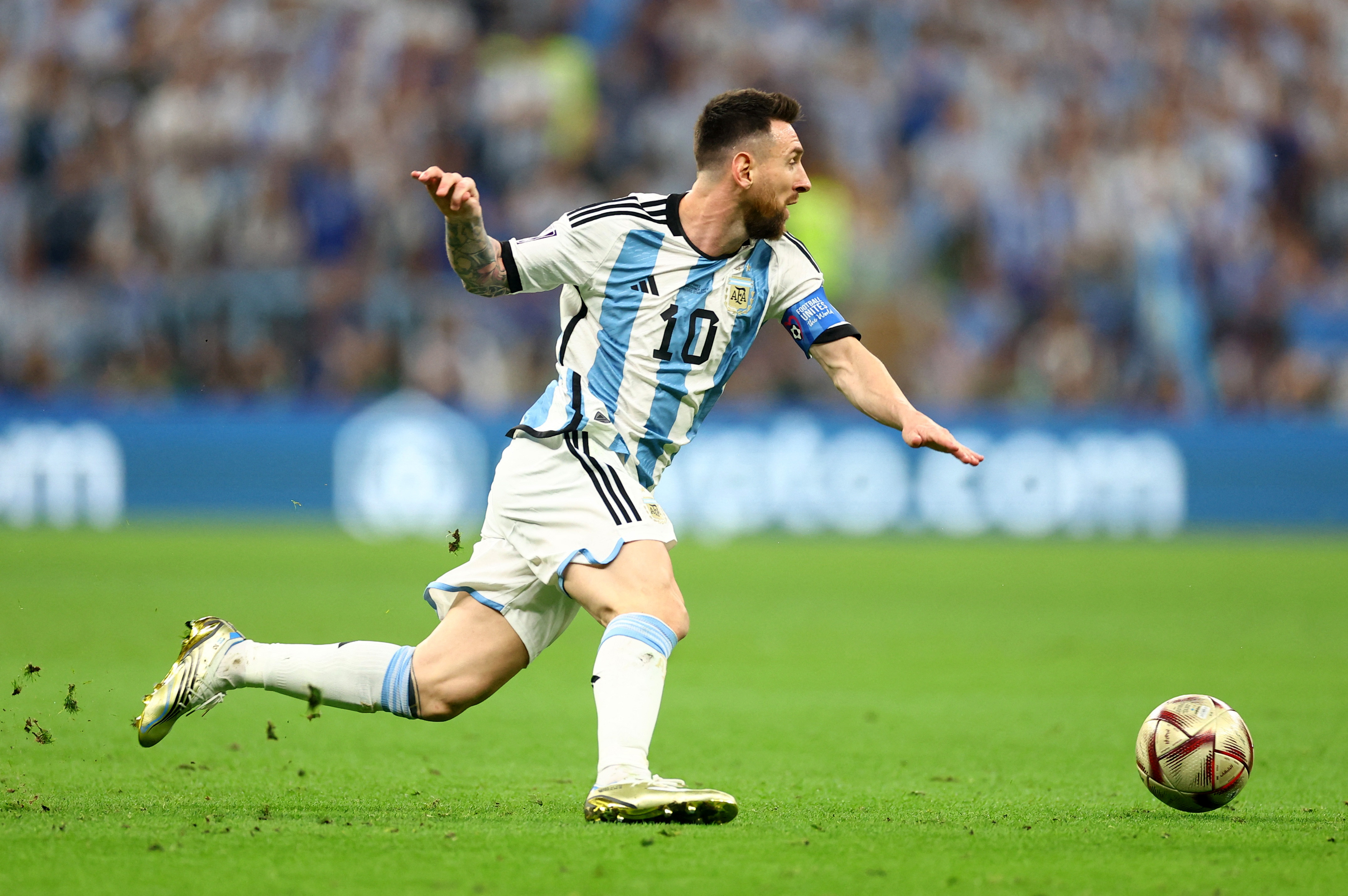 Soccer Football - FIFA World Cup Qatar 2022 - Final - Argentina v France - Lusail Stadium, Lusail, Qatar - December 18, 2022 Argentina's Lionel Messi in action REUTERS/Carl Recine