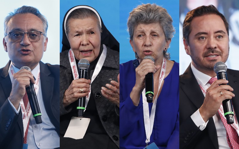 Henry Gallardo, director general de la Fundación Santa Fe de Bogotá; Gloria Quiceno, presidenta de la Asociación de Usuarios de Sanitas; María Inés Delgado, directora ejecutiva de la Asociación Colombiana de Enfermos Hepáticos y Renales; y Andrés Felipe Ruiz, director de Acceso al Mercado y Ventas para el área Andina, Centro América y el Caribe de Sanofi.