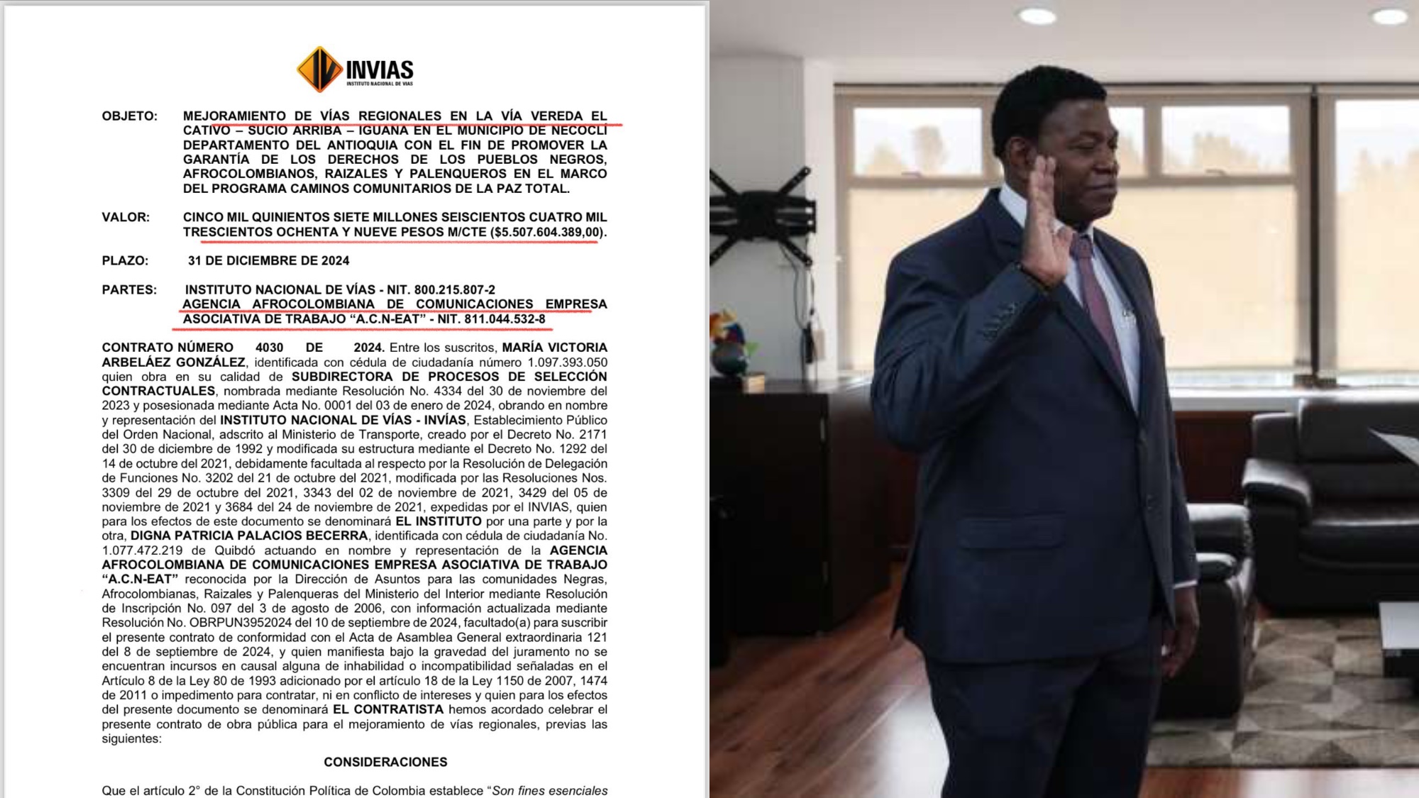 Invías contrató con empresa en la que el viceministro del Deporte aparece en la junta directiva.