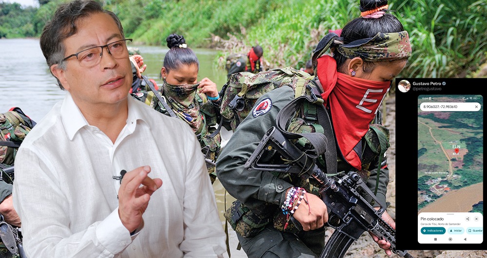 Presidente Gustavo Petro compartió mapa del Catatumbo marcado con siglas del ELN.