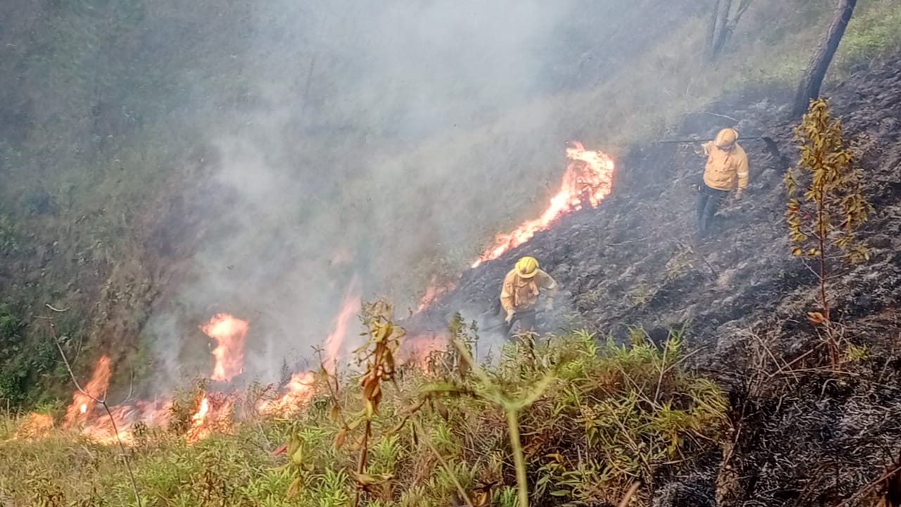 Los incendios forestales se han registrado en sectores del área rural de Popayán como Cajete, Julumito, El Hogar, Pisojé, entre otros. Foto: Bomberos Popayán.