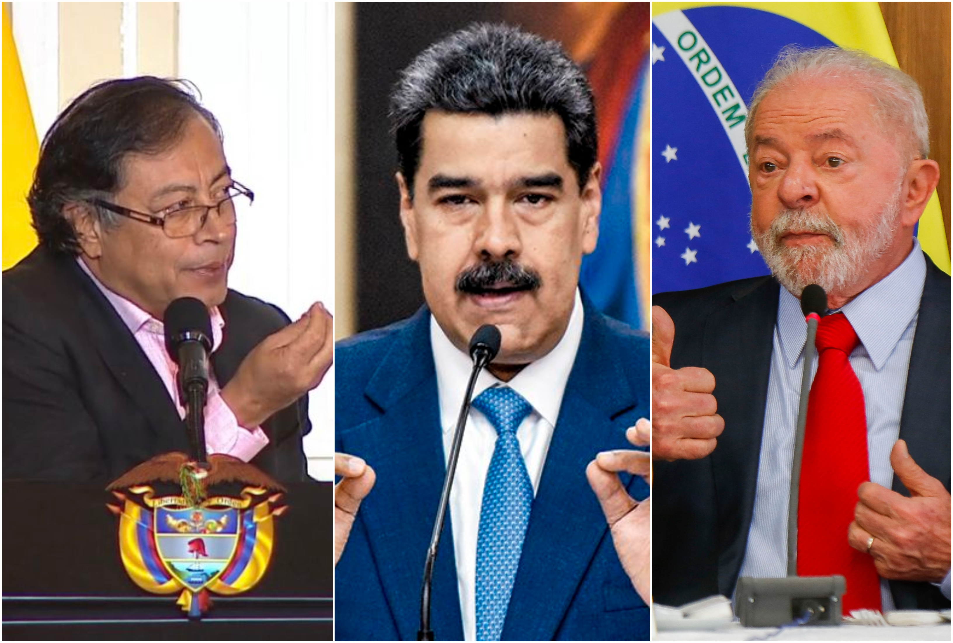 Gustavo Petro, Luiz Ignácio Lula da Silva y Nicolás Maduro
