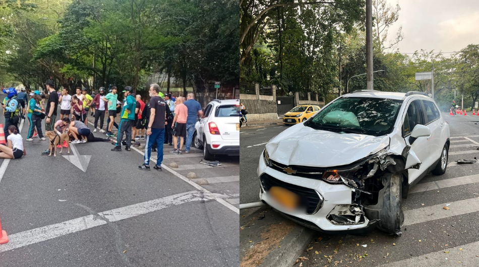 Vehículo implicado en el accidente de la ciclovía en Medellín.