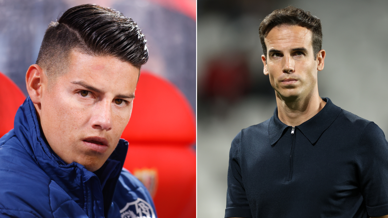 James Rodríguez e Íñigo Pérez, jugador y técnico del Rayo Vallecano