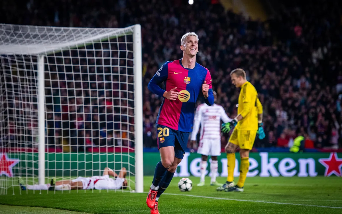 Dani Olmo fue uno de los anotadores en la goleada del Barça sobre el Brest en la Champions League.