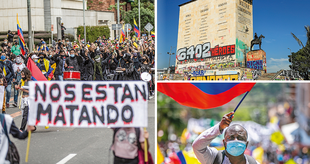   Jornadas de protesta y enfrentamientos de manifestantes con el Esmad en Bogotá, durante el primer mes del paro nacional.