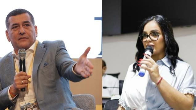 Alcalde Dumek Turbay. alcalde de Cartagena, y Ángela Cubides, contralora Distrital.