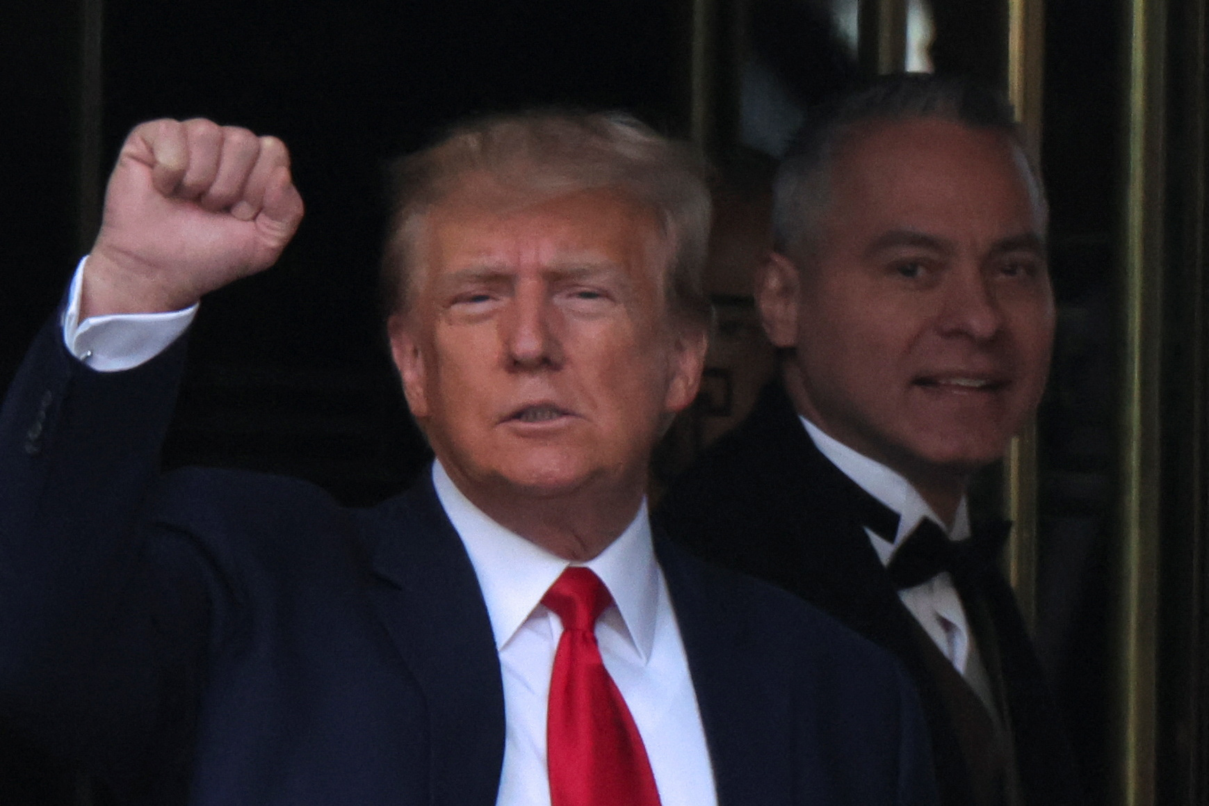 Former U.S. President Donald Trump departs from Trump Tower on the day of Trump's planned court appearance after his indictment by a Manhattan grand jury following a probe into hush money paid to porn star Stormy Daniels, in New York City, U.S., April 4, 2023. REUTERS/Carlos Barria